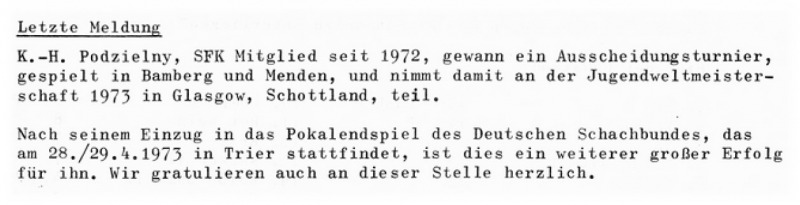 Katernberger Schachspiegel von 1973
